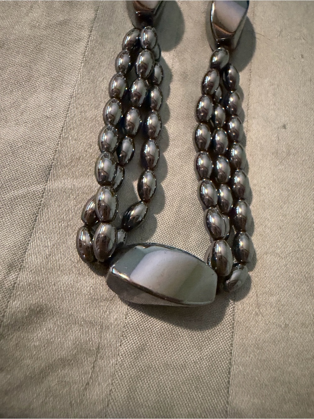 Hematite Multi-Strand Beaded Necklace - Earrings to Match In Closet!